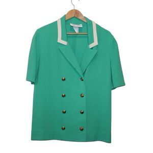 Vintage Castleberry Green Casual Double Breasted Blazer Jacket Women's Size